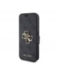 Guess iPhone 15 Pro Book Case Big Metal Logo 4G Gray