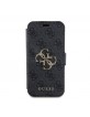 Guess iPhone 15 Pro Tasche Book Case Big Metal Logo 4G Grau