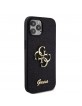 Guess iPhone 12 / 12 Pro Case Fixed Glitter 4G Metal Logo Black