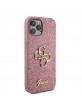 Guess iPhone 12 / 12 Pro Case Fixed Glitter 4G Metal Logo Pink