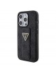 Guess iPhone 15 Pro Case Grip Stand 4G Rhinestone Triangle Black