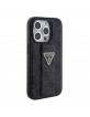 Guess iPhone 15 Pro Case Grip Stand 4G Rhinestone Triangle Black