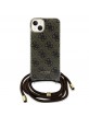 Guess iPhone 15 Hülle Case 4G Printed Crossbody 4G + Cord Braun