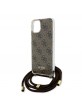 Guess iPhone 15 Hülle Case 4G Printed Crossbody 4G + Cord Braun