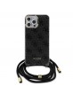 Guess iPhone 15 Pro Max Case 4G Printed Crossbody 4G + Cord Black