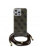 Guess iPhone 15 Pro Max Case 4G Printed Crossbody 4G + Cord Brown