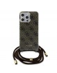 Guess iPhone 15 Pro Case 4G Printed Crossbody 4G + Cord Brown