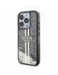 Guess iPhone 15 Pro Hülle Case Liquid Glitter Stripe Schwarz