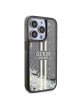 Guess iPhone 15 Pro Hülle Case Liquid Glitter Stripe Schwarz