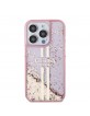 Guess iPhone 15 Pro Case Liquid Glitter Stripe Pink