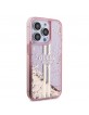 Guess iPhone 15 Pro Case Liquid Glitter Stripe Pink