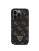 Guess iPhone 15 Pro Hülle Case 4G Metal Triangle Logo Schwarz