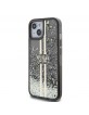 Guess iPhone 15 Hülle Case Liquid Glitter Stripe Schwarz