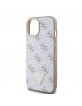 Guess iPhone 15 Hülle Case 4G Metal Triangle Logo Weiß