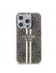 Guess iPhone 15 Pro Hülle Case IML 4G Stripe Braun