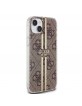 Guess iPhone 15 Hülle Case IML 4G Stripe Braun