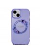 Guess iPhone 15 Hülle Case MagSafe Blumen Ring Violett