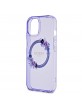 Guess iPhone 15 Case MagSafe Flowers Ring Purple