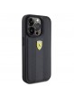 Ferrari iPhone 15 Pro Hülle Case Hot Stamp Groove Pattern Schwarz