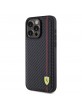 Ferrari iPhone 15 Pro Max Hülle Case Carbon Vertical Red Line Schwarz