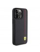 Ferrari iPhone 15 Pro Max Hülle Case Carbon Vertical Red Line Schwarz