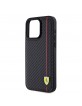 Ferrari iPhone 15 Pro Max Case Carbon Vertical Red Line Black