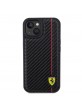 Ferrari iPhone 15 Hülle Case Carbon Vertical Red Line Schwarz