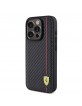 Ferrari iPhone 15 Pro Case Carbon Vertical Red Line Black