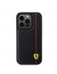 Ferrari iPhone 15 Pro Hülle Case Carbon Vertical Red Line Schwarz