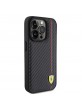 Ferrari iPhone 15 Pro Case Carbon Vertical Red Line Black