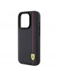 Ferrari iPhone 15 Pro Hülle Case Carbon Vertical Red Line Schwarz