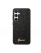 Guess Samsung S24+ Plus Hülle Case Glitter Flakes Metal Logo Schwarz