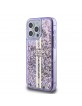 Guess iPhone 15 Pro Max Hülle Case Liquid Glitter Stripe Violett