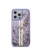 Guess iPhone 15 Pro Max Hülle Case Liquid Glitter Stripe Violett