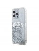 DKNY iPhone 15 Pro Max Hülle Case Liquid Glitter Arch Logo Silber