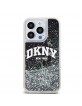 DKNY iPhone 15 Pro Hülle Case Liquid Glitter Arch Logo Schwarz