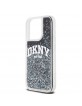 DKNY iPhone 15 Pro Hülle Case Liquid Glitter Arch Logo Schwarz