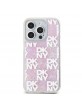 DKNY iPhone 15 Pro Hülle Case Liquid Glitter Checkered Pattern Rosa