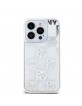 DKNY iPhone 15 Pro Hülle Case Liquid Glitter Checkered Pattern Silber