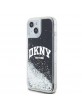 DKNY iPhone 15 Hülle Case Liquid Glitter Arch Logo Schwarz