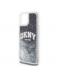 DKNY iPhone 15 Hülle Case Liquid Glitter Arch Logo Schwarz