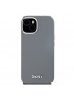 DKNY iPhone 15 Hülle Case Magsafe Silikon Metal Logo Grau