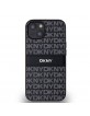 DKNY iPhone 14 Hülle Case Tonal Stripe Metal Logo Schwarz