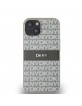 DKNY iPhone 14 Hülle Case Tonal Stripe Metal Logo Beige