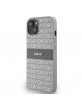 DKNY iPhone 14 Case Tonal Stripe Metal Logo Beige