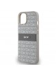 DKNY iPhone 14 Case Tonal Stripe Metal Logo Beige