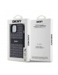 DKNY iPhone 15 Hülle Case Tonal Stripe Metal Logo Schwarz