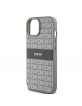 DKNY iPhone 15 Case Tonal Stripe Metal Logo Beige