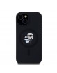 Karl Lagerfeld iPhone 14 Hülle Case Silicone Karl + Choupette Magsafe Schwarz