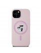 Karl Lagerfeld iPhone 15 Case Silicone Karl + Choupette Magsafe Pink